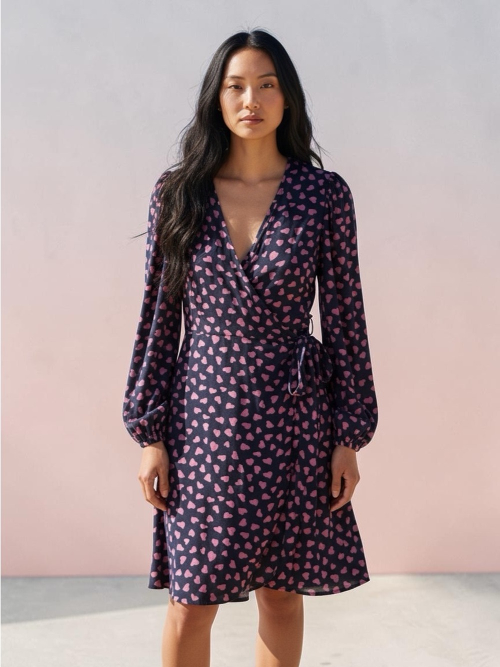 FRNCH Paris Heart Print Wrap Dress – Size M
